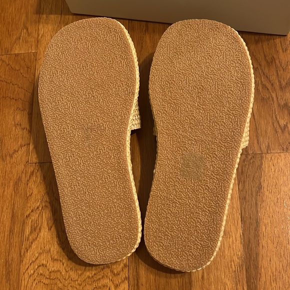 ROUND TOE WEDGE HEEL THICK PLATFORM BRAIDED FABRIC SLIP-ON SANDALS - Picture 6 of 8